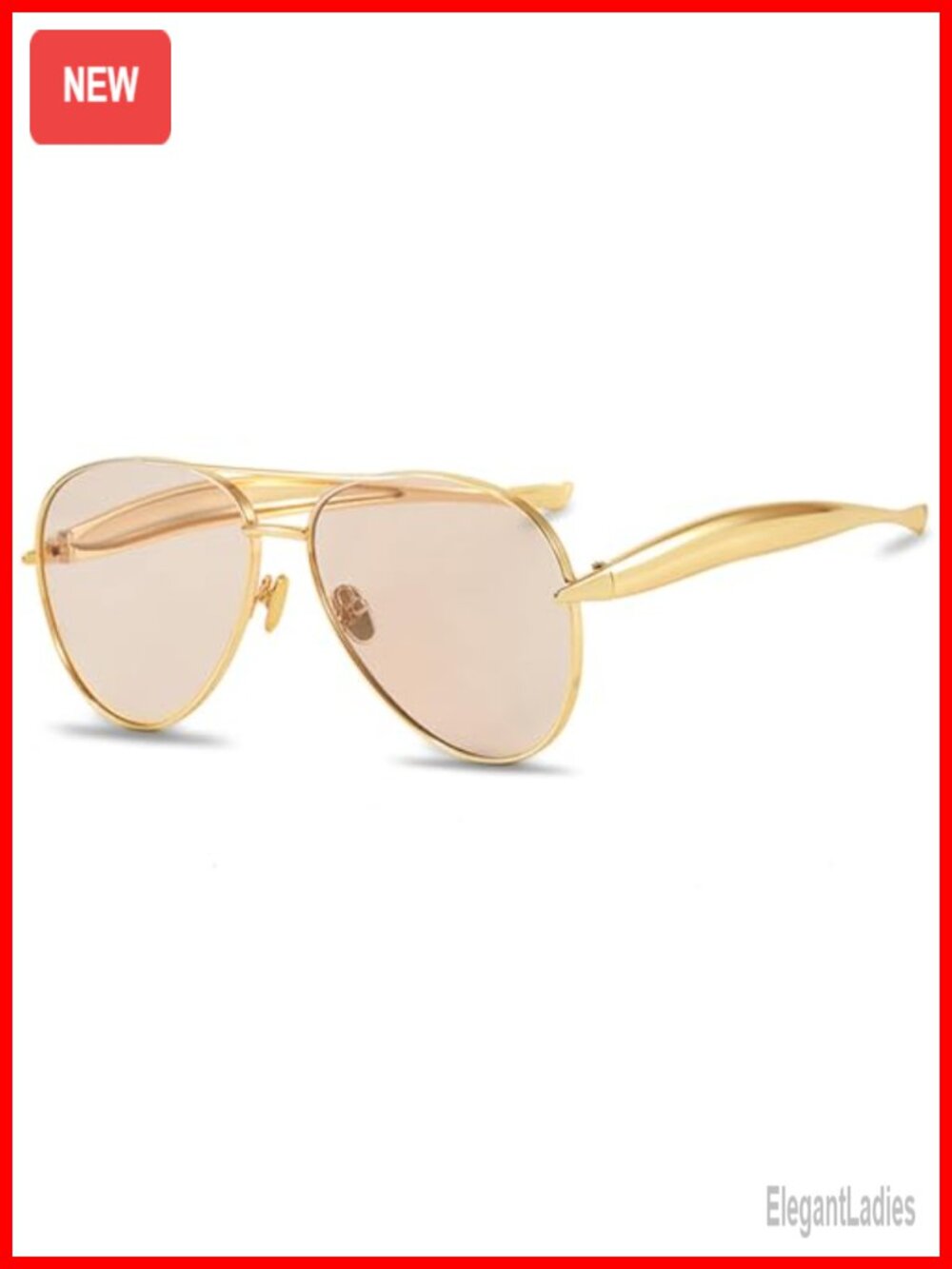 Oversized Aviator Sunglasses Gold Metal Frame UV400 Retro 70s Shades